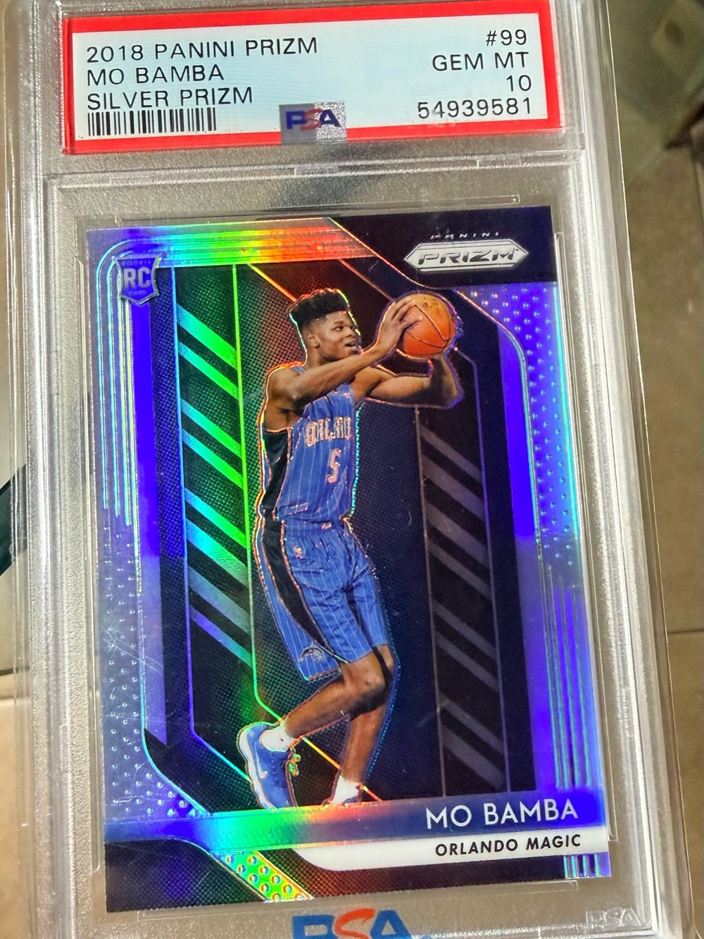 2018-19 Panini Prizm Mo Bamba RC Prizm Silver Rookie #99 Magic PSA 10 GEM MINT.